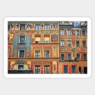 A colorful facade in Lucerne Sticker